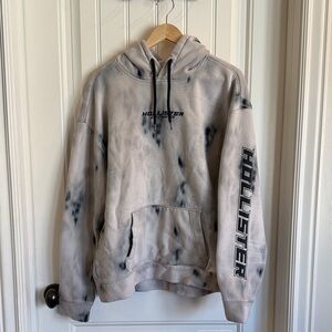 Hollister Black and Gray Tie-Dye Hoodie